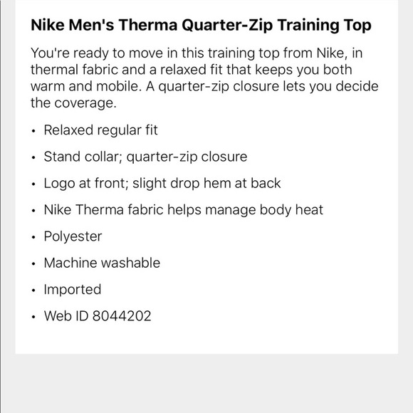 NWT Nike Therma 1/4 Zip Blue Pullover Training Top Lightweight Sweatshirt Men XL - Picture 6 of 6